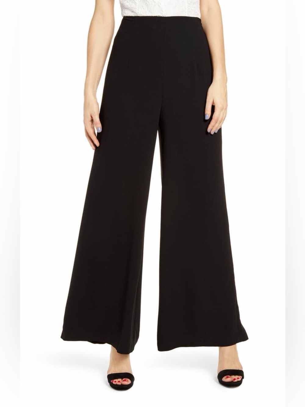 Leith Black High-Waist Wide Leg Flowy Trousers